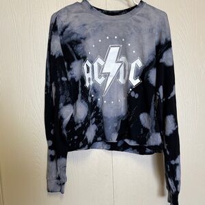 AC/DC Tie-Dye Long Sleeve Crop T-shirt, size M/L